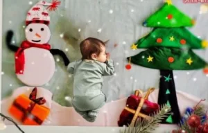 Christmas theme baby photoshoot